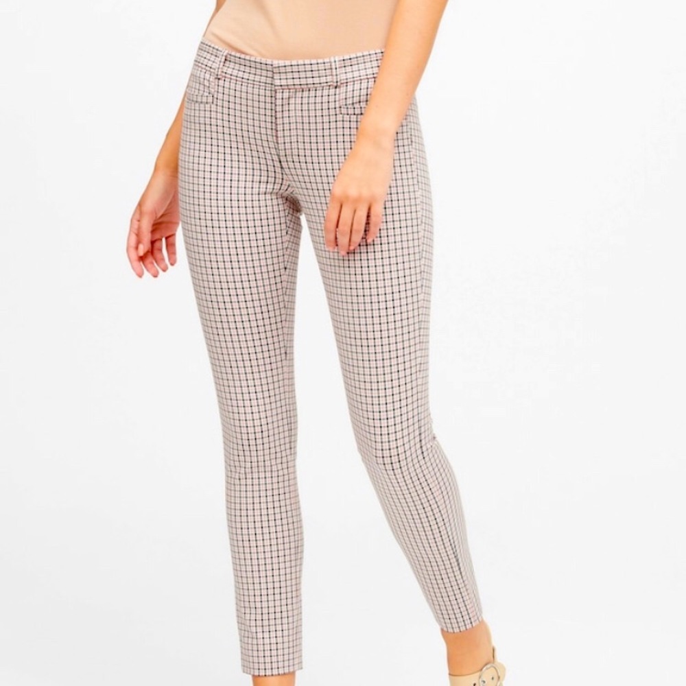 Banana Republic Classic Skinny pink plaid pants